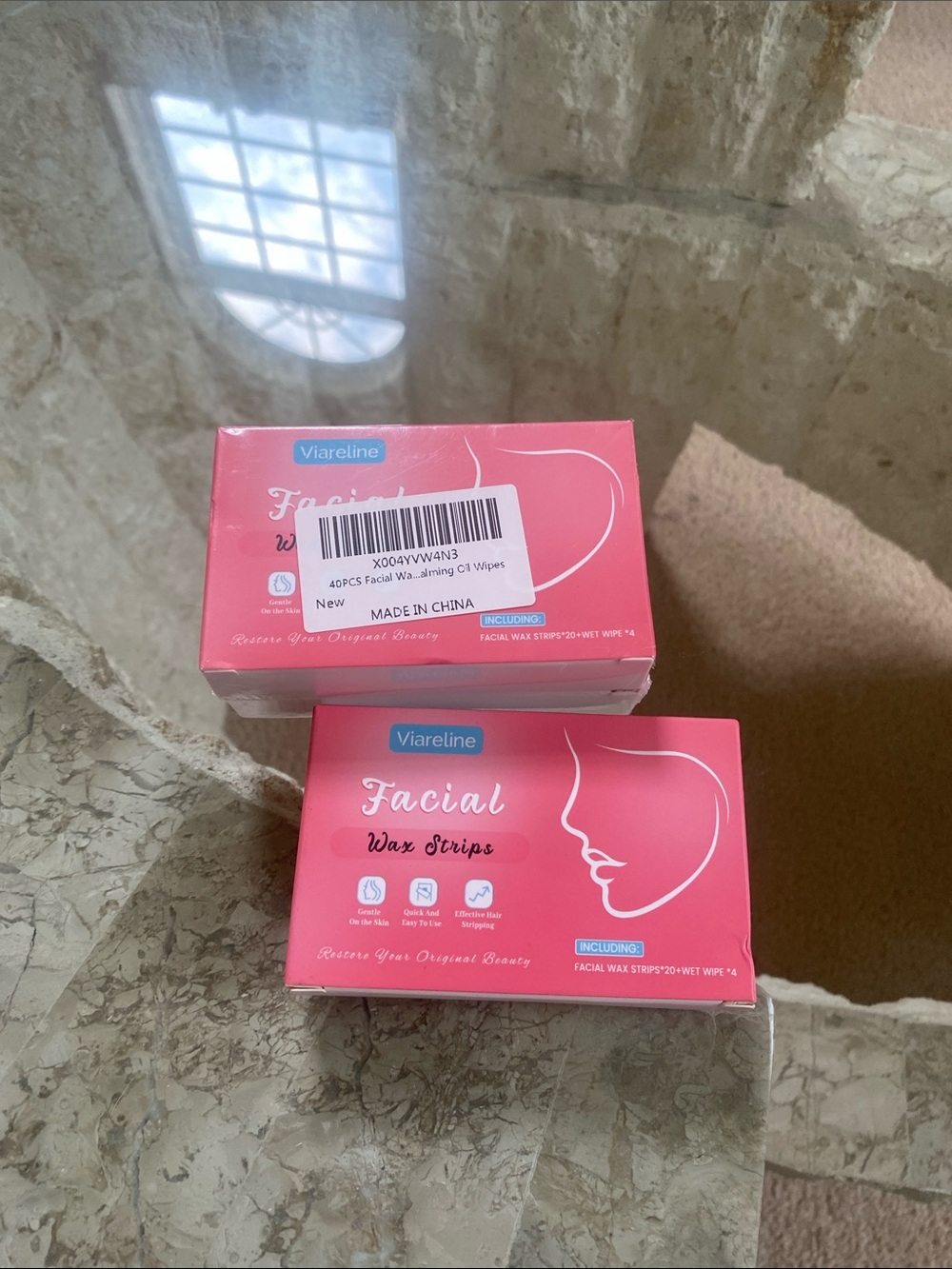 Viareline Facial Wax Strips - Pink Package